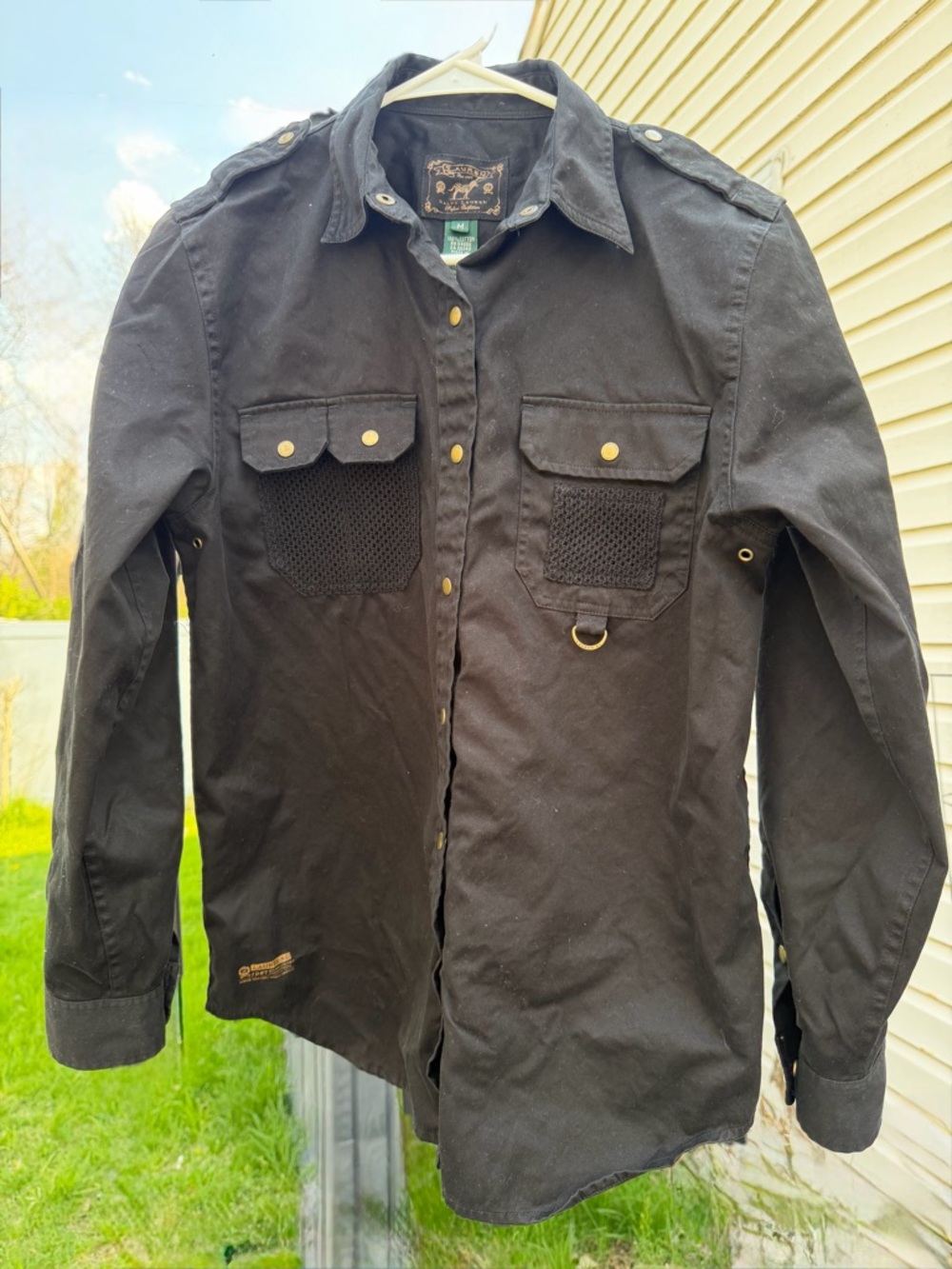 Ralph Lauren Black Utility Button-Down Shirt with Brass Snaps